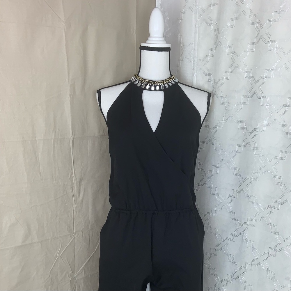 Guess jumpsuit with neck in rhinestones